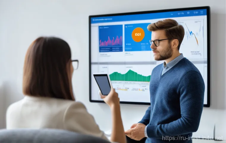 주식 매도 타이밍 잡는 법 - **Prompt:** A young adult investor, either male or female, stands in a modern, well-lit home office,...