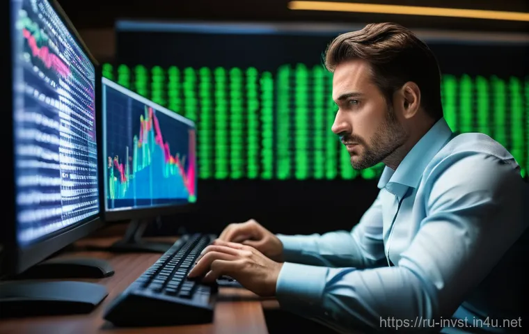 주식 매도 타이밍 잡는 법 - **Prompt:** A young adult investor, either male or female, stands in a modern, well-lit home office,...